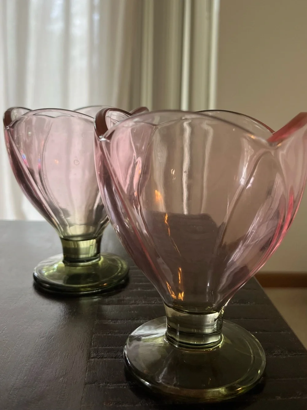 Pink Tulip-Shaped Drinking Glasses - Set of 2